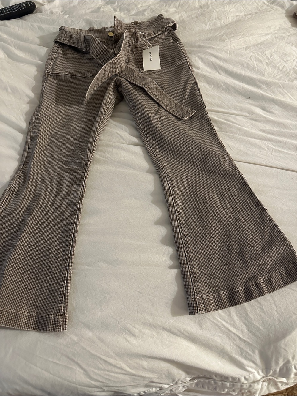 Frame Denim Taupe Wide-Leg Jeans with Self Tie